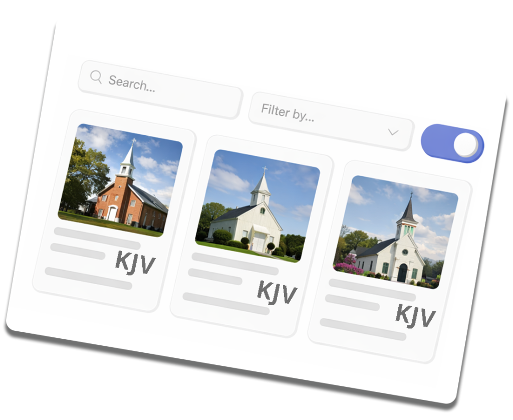 King James Bible–believing Baptist church directory with searchable KJV church listings. images