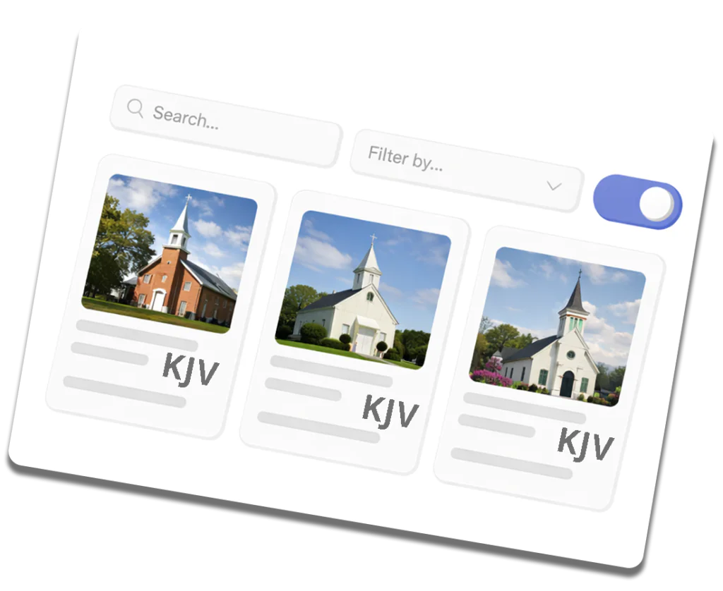 King James Bible–believing Baptist church directory with searchable KJV church listings. images