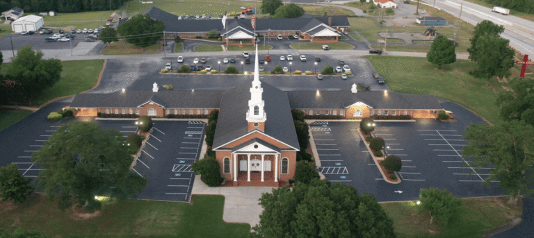 Mountain View Baptist Church Cowpens SC aerial view 768x343